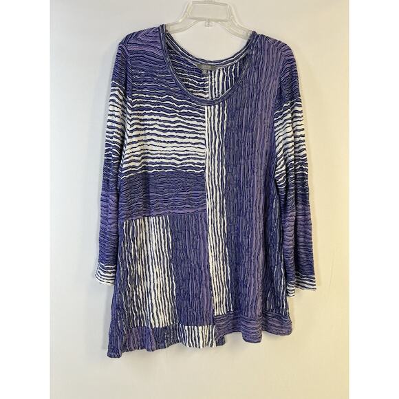 Habitat Tunic Blouse Top Womens XL Blue Boho Artsy Lagenlook - Picture 3 of 12